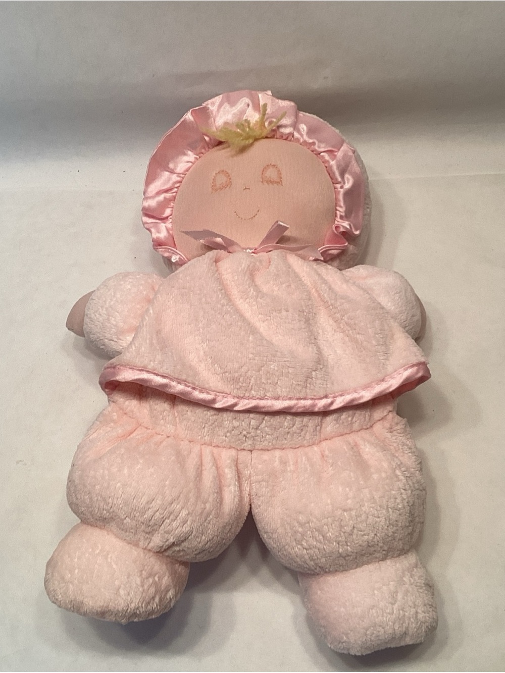 Vtg Eden Pink My First Baby Doll 10" Plush Sleeping Terry Cloth Satin Trim Lovey